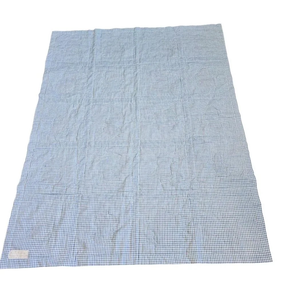 Vintage 70s Baby Quilt Kitschy Handpainted Animals Patchwork Blue 41 X 51‎ Blue